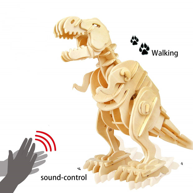 Rokr-3D  Wooden Puzzles-T-rex Sound Activated kit